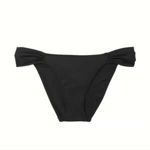Victoria's Secret Bikini Bottoms with Shirred Sides - LG Solid Black LIKE NEW!